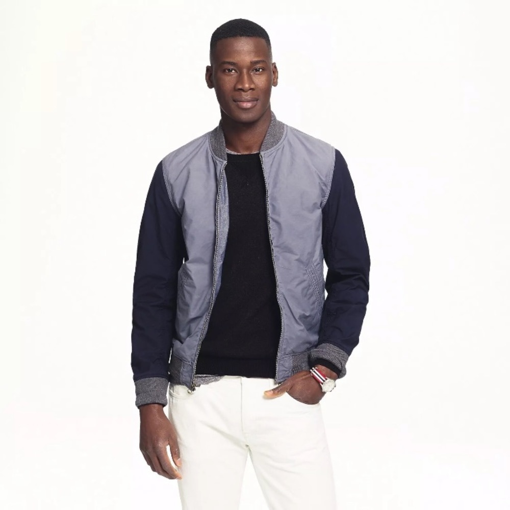 Wallace & Barnes Gray Colorblock Bomber Jacket